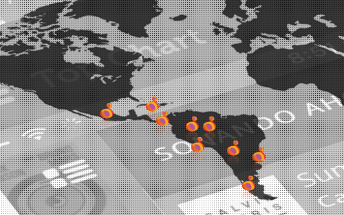 Mapa interactivo con portafolio de proyectos para Kuack Media Group.